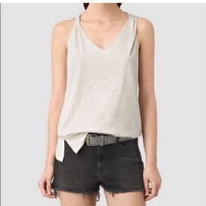 All Saints Lena V-Neck Gray Twist Tank Top